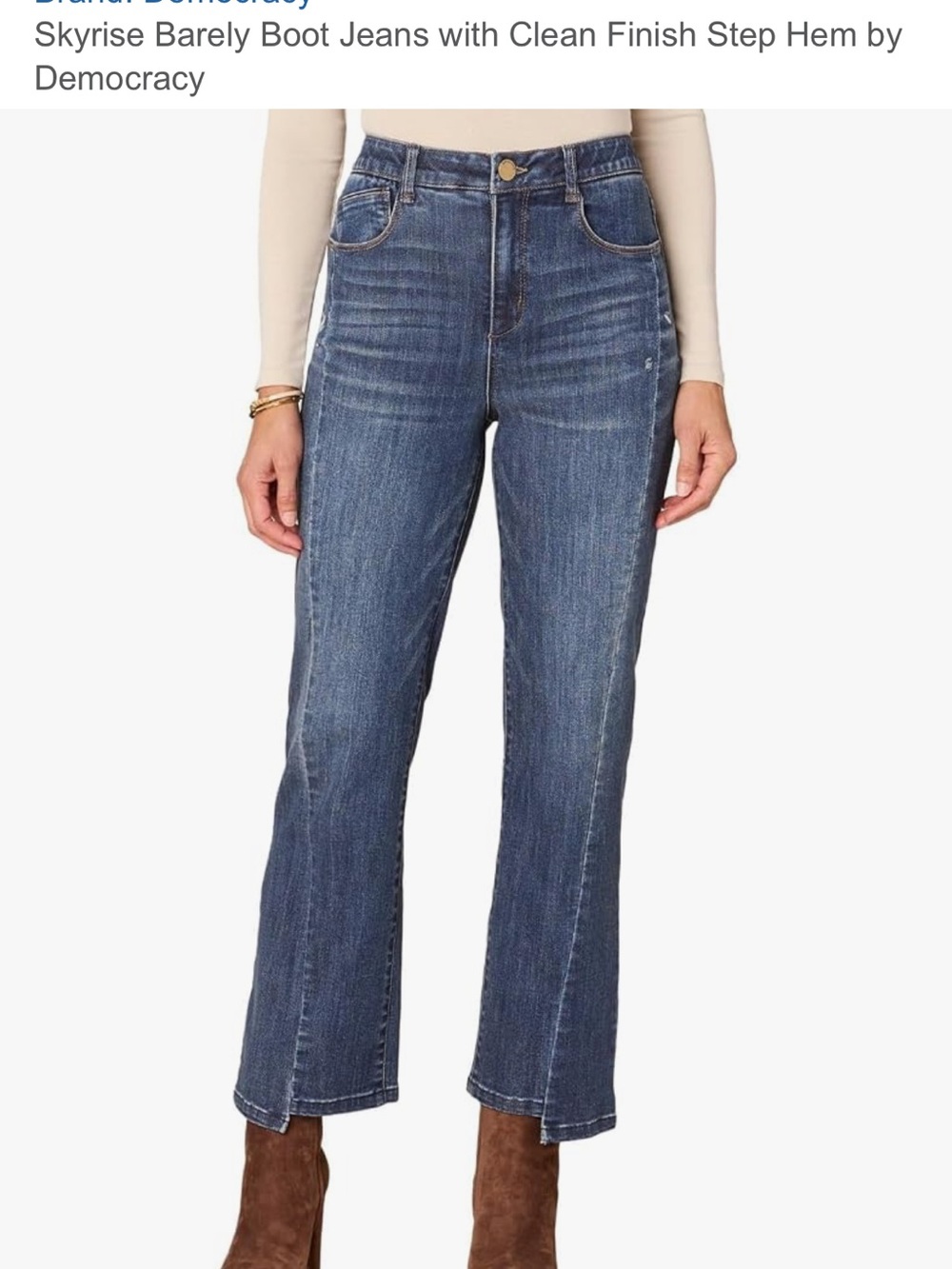Democracy SkyRise Mid-Rise Straight AB solution Jeans Indigo Blue step hem Sz 10